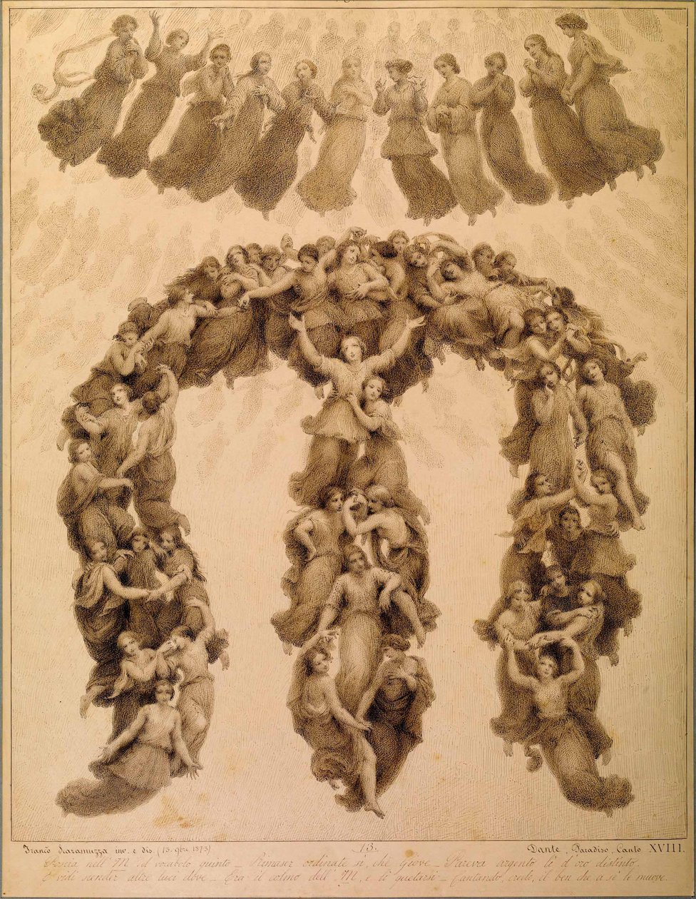 Ilustração da Divina Comédia de Dante Alighieri Paradiso canto XVIII de Francesco Scaramuzza