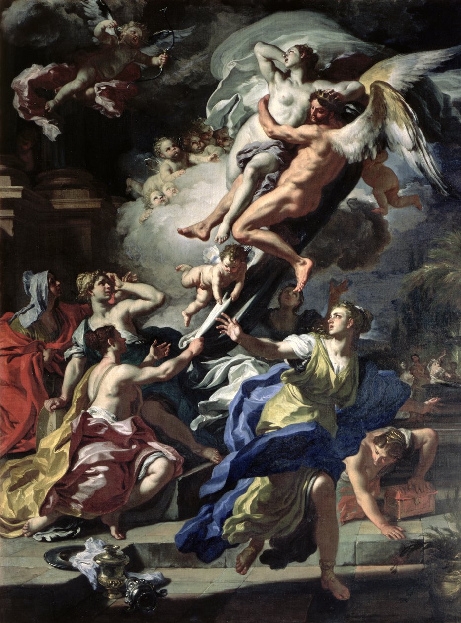 Boreas seqüestrando Oreithyia, filha de Erechtheus, 1729 de Francesco Solimena