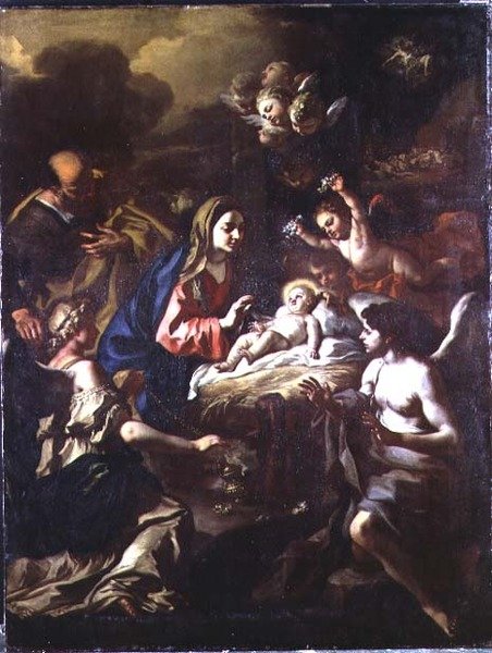 Natividade com Anjos Adoradores e Anunciação aos Pastores de Francesco Solimena
