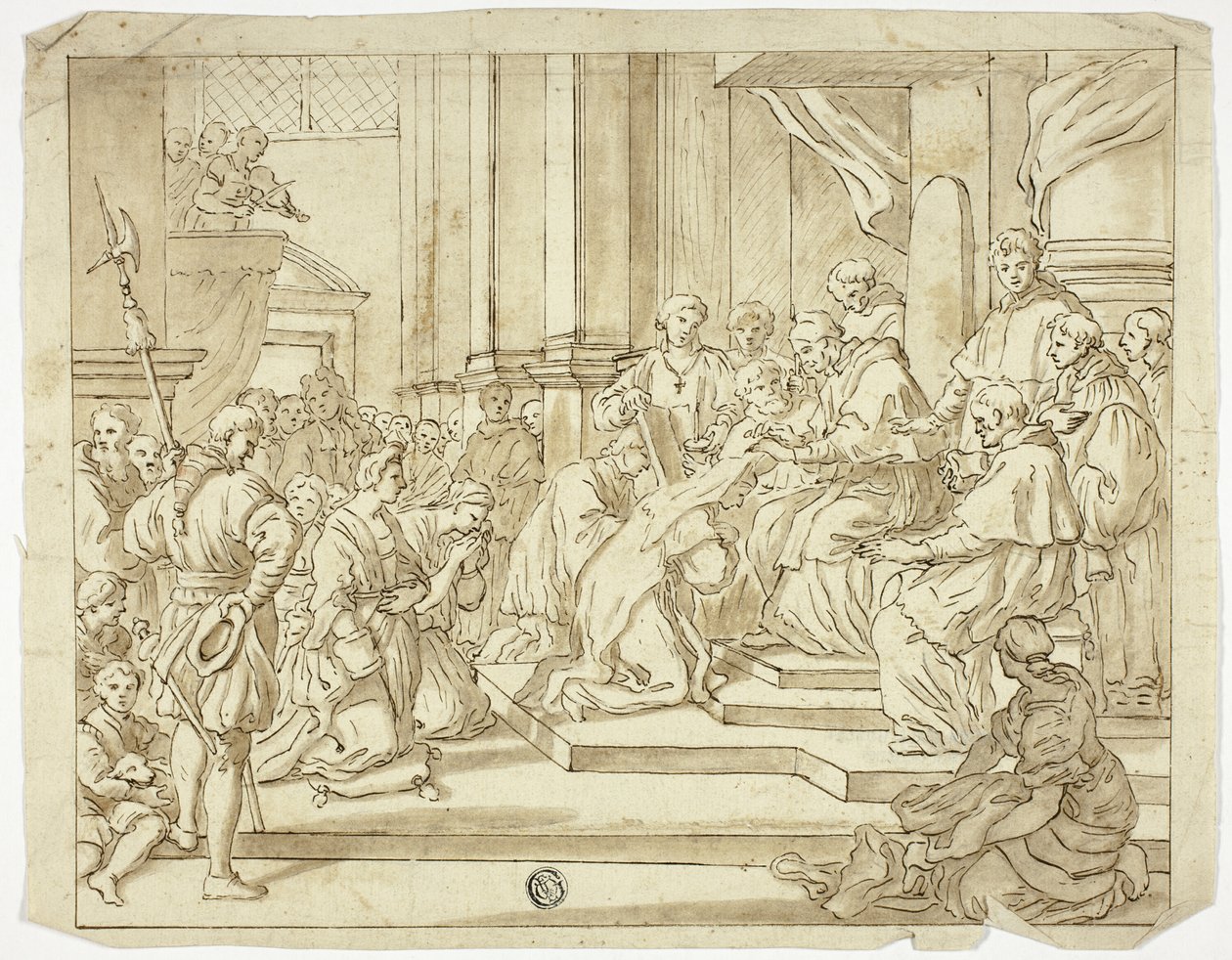 O Papa abençoa uma freira de Francesco Solimena