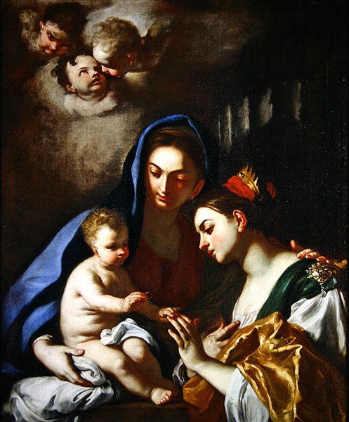 O Místico Casamento de Santa Catarina (óleo sobre tela) de Francesco Solimena