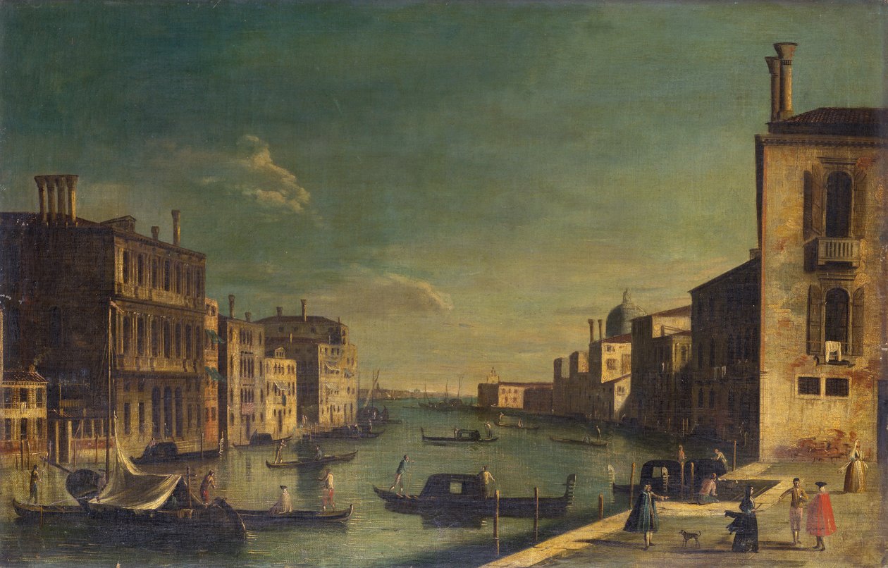 O Grande Canal olhando para o leste do Campo San Vio em direção ao Bacino (óleo a bordo)) de Francesco Tironi