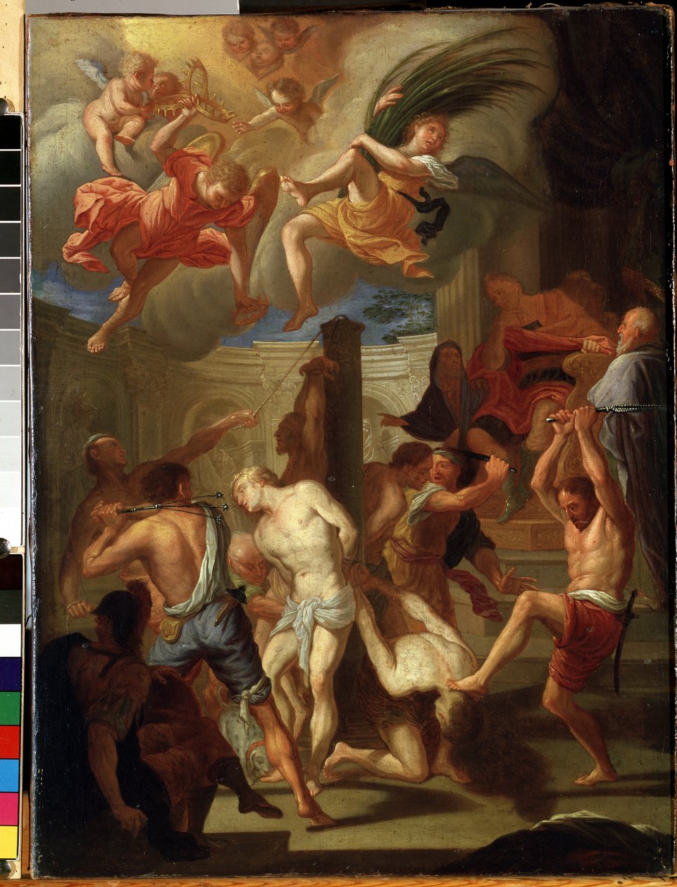 Quatro santos mártires. Pintura de Francesco Trevisani (1656-1746). Óleo sobre tela, 50 x 38 cm. Arte romana, estilo barroco italiano. Museu Estatal de Arte M. Ciurlionis, Kaunas (Lituânia). de Francesco Trevisani
