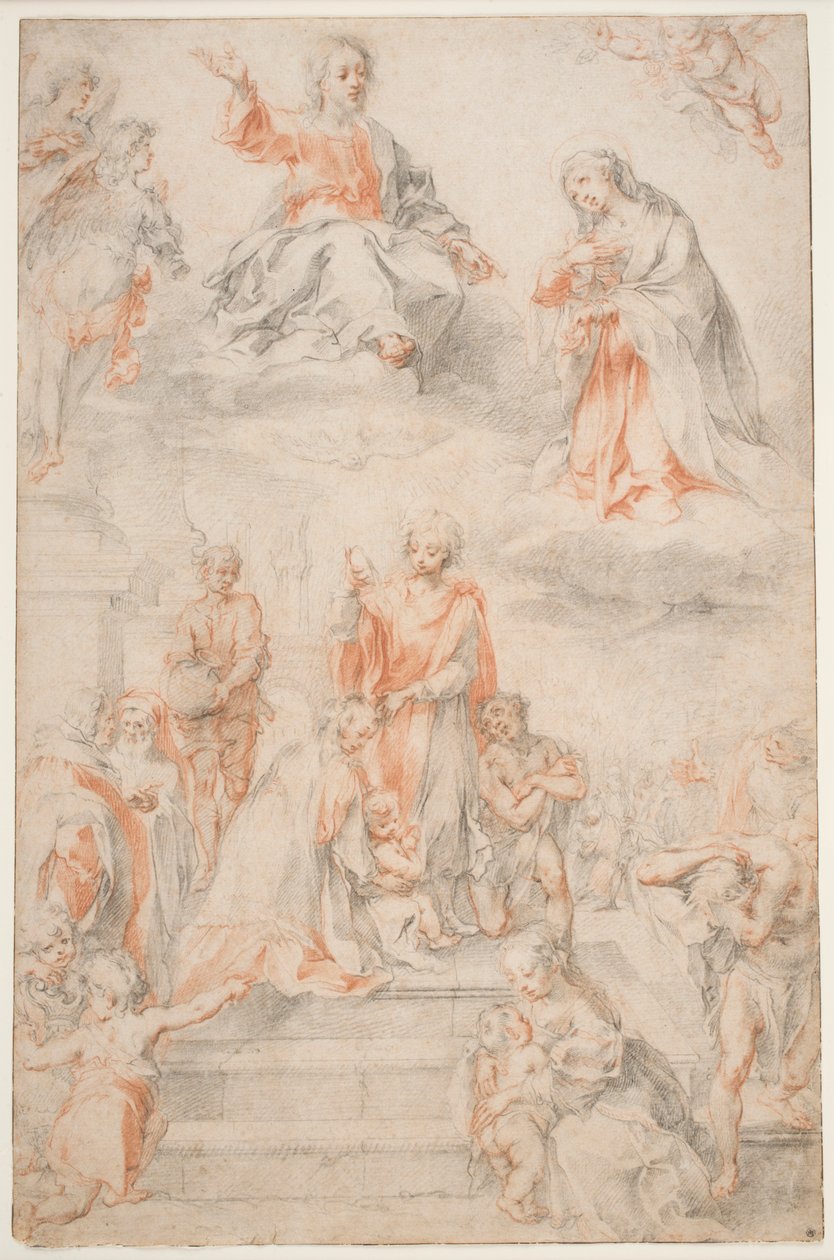 Santo Ansano Batizando o Siena, c.1593 (giz sobre papel) de Francesco Vanni