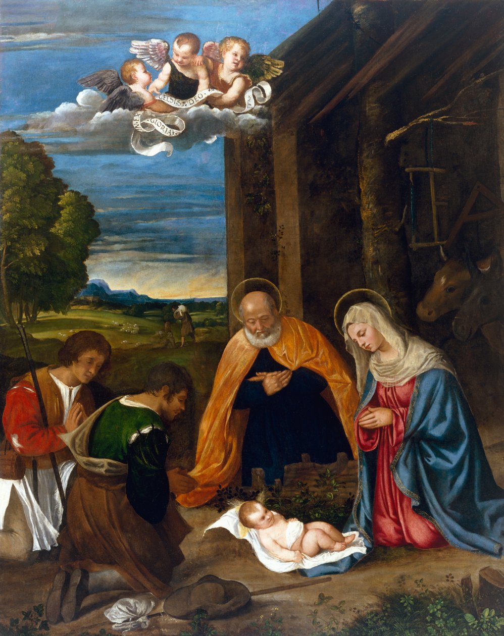 A natividade com pastores, c.1519-26 de Francesco Vecellio