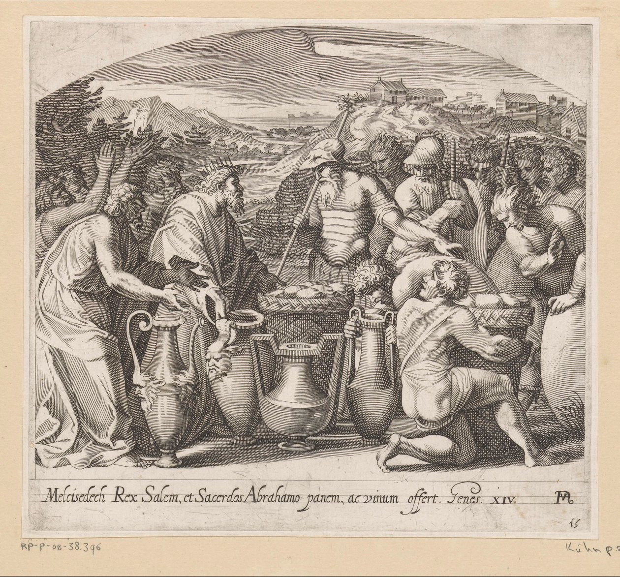 O Encontro de Abraão com Melquisedeque Pinturas na Loggia de Rafael (título da série) La Sacra Genesi (título da série) de Francesco Villamena