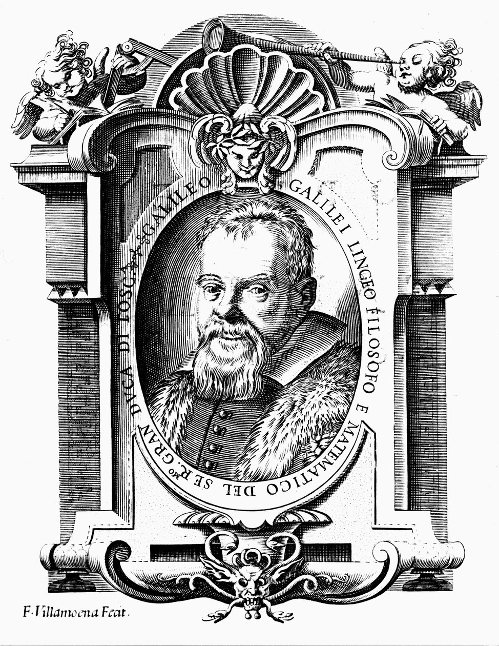 Galileu Galilei, astrônomo e matemático italiano, início do século XVII de Francesco Villamena