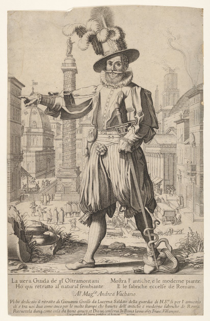 Giovanni Alto Johann Alten, Ioannes Altus em pé no Monte Quirinal em Roma, com ele..., de Francesco Villamena