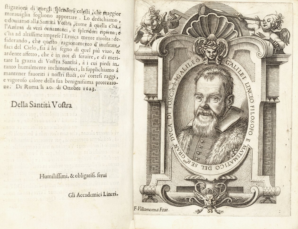 Retrato de Galileu Galilei, 1623 de Francesco Villamena