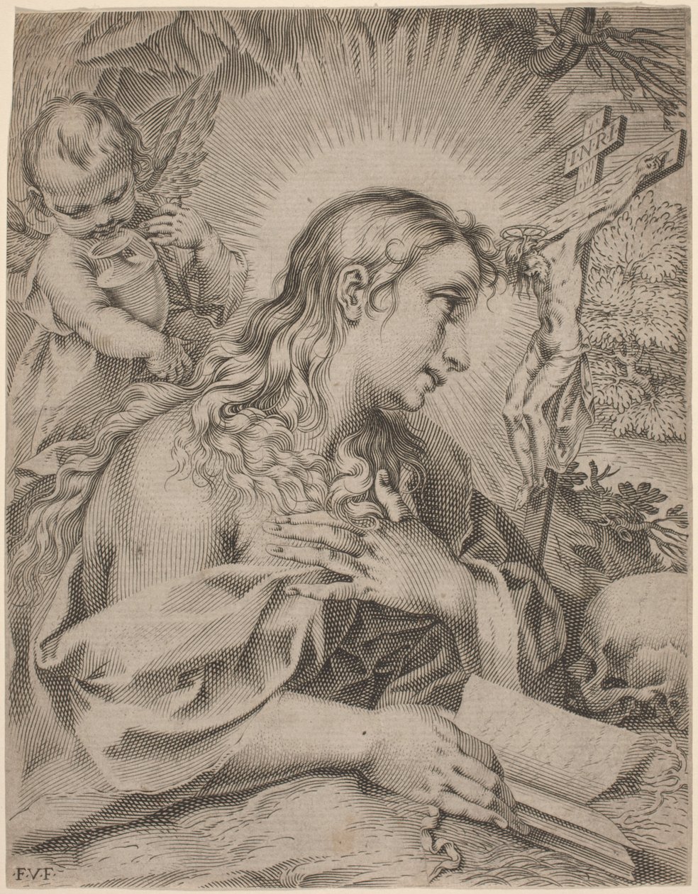 A Madalena Penitente de Francesco Villamena after Francesco Vanni