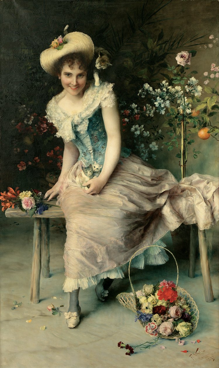 Beleza em um banco de jardim, 1897 de Francesco Vinea