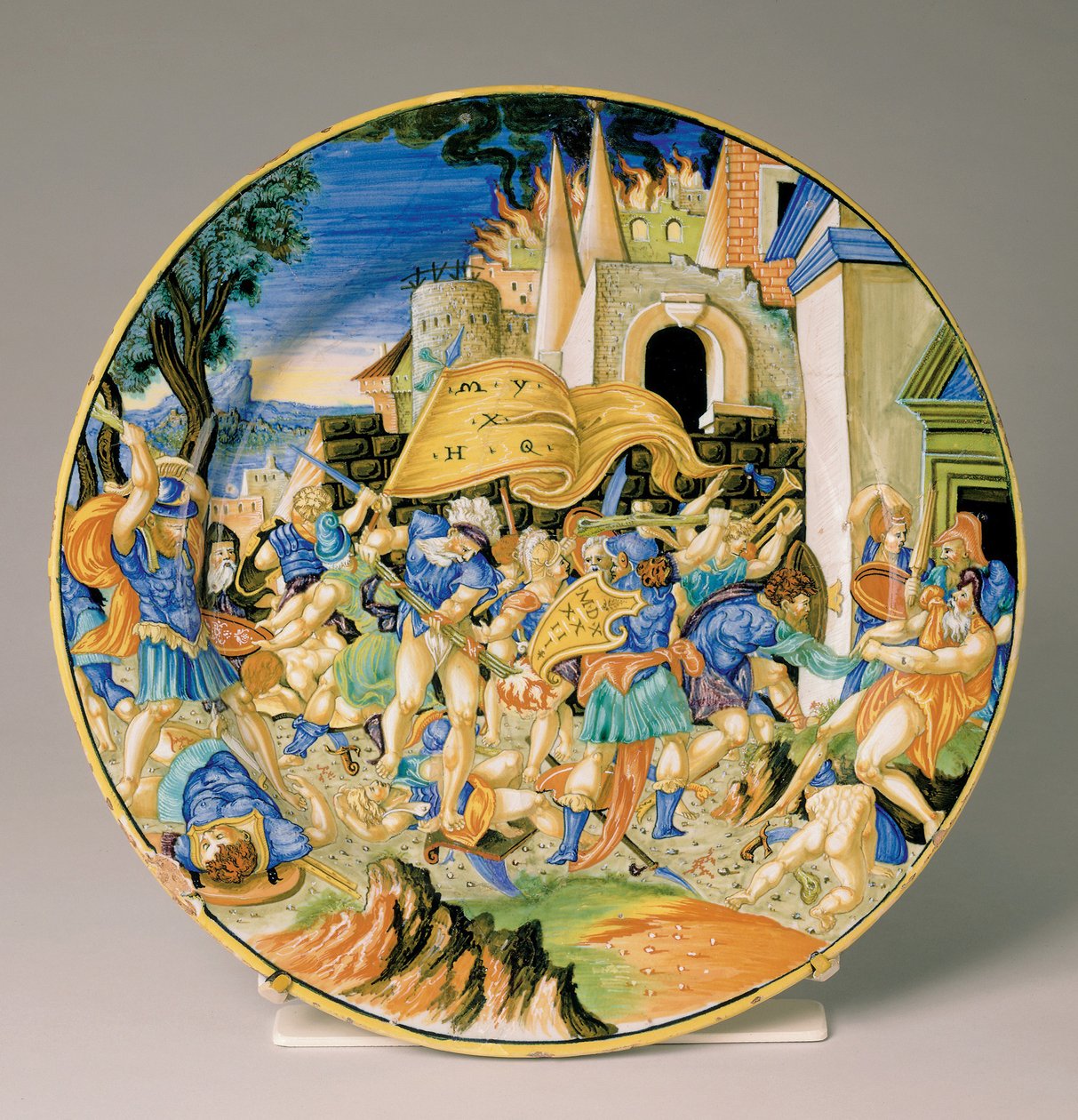 Placa com a Batalha de Roncevaux de Francesco Xanto Avelli
