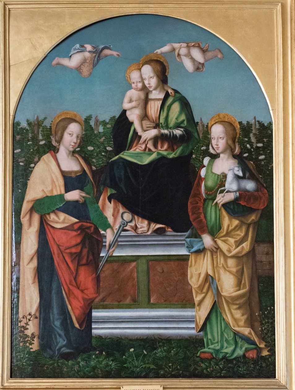 Madonna e Criança, St. Agatha e St. Agnes de Francesco Zaganelli di Bosio