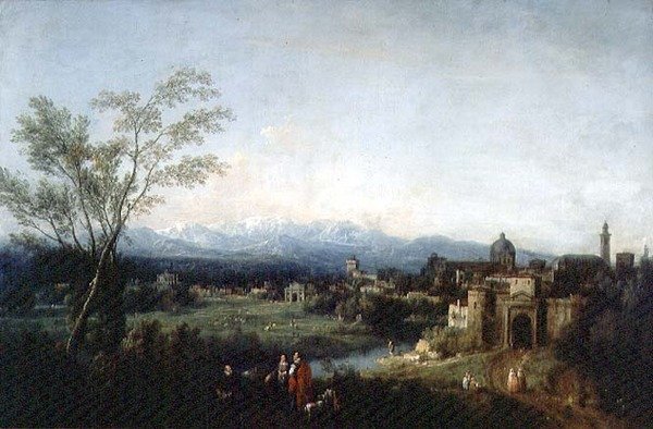 Fantastical Landscape, Vicenza (óleo sobre tela) de Francesco Zuccarelli