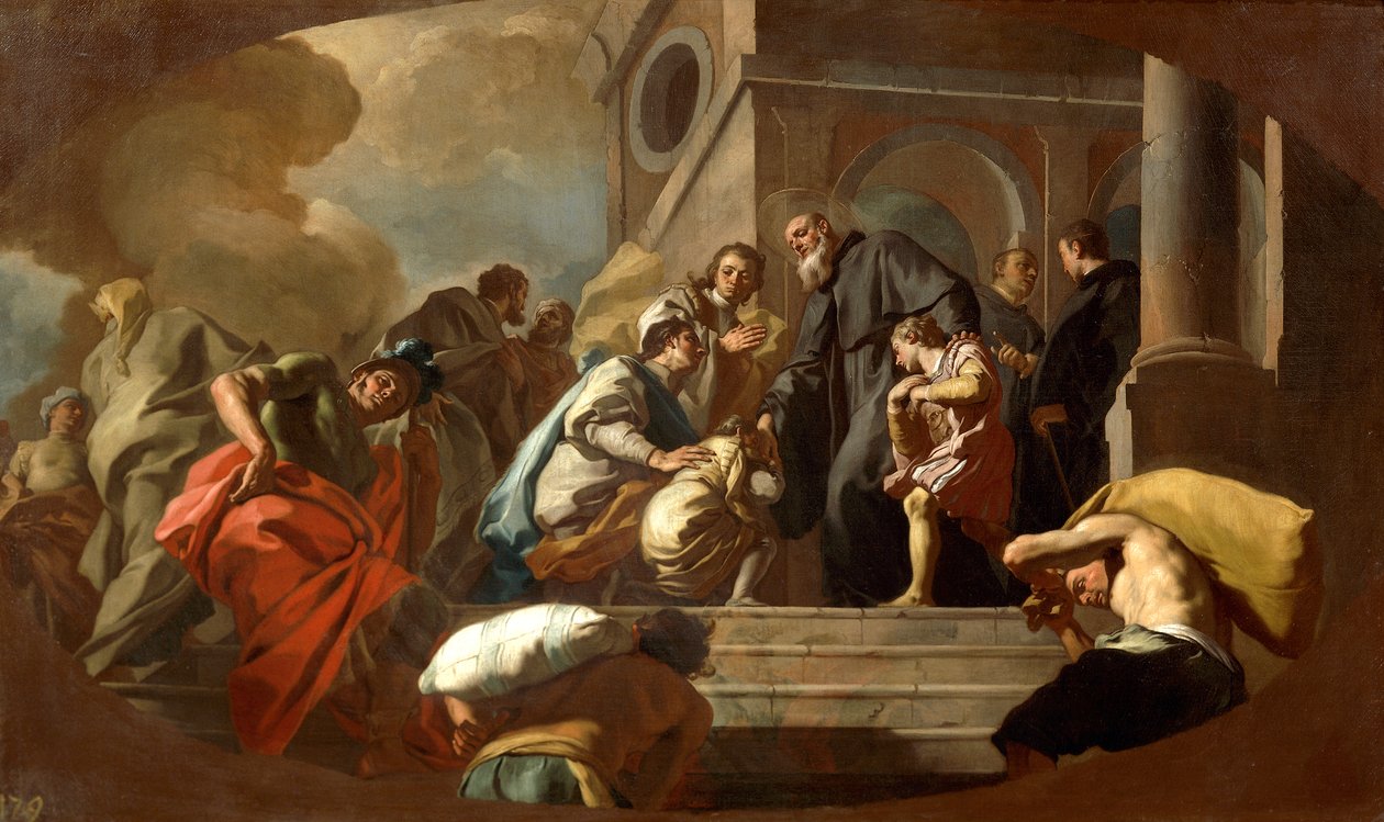 Sonho de São Bento de Francesco De Mura (1696-1782), detalhe de Francesco de Mura