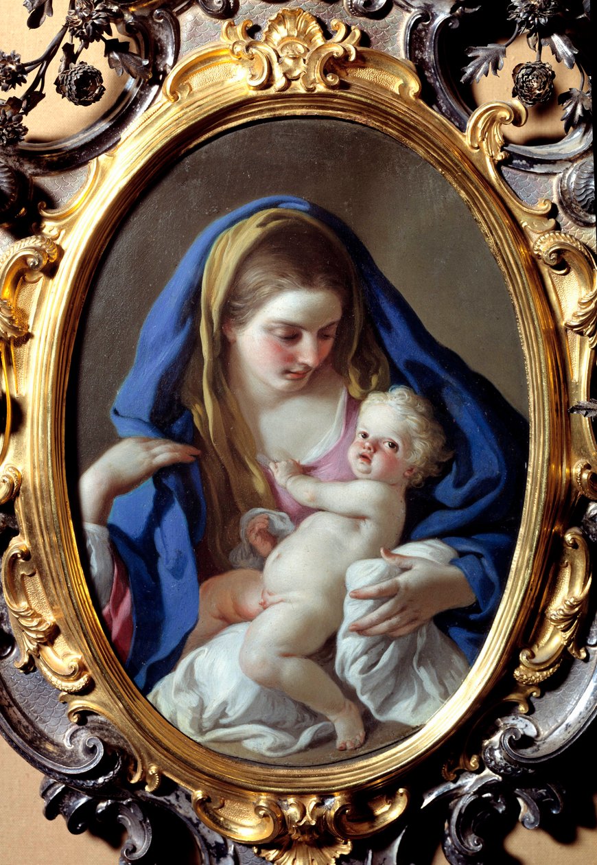 The Virgin and Child Painting de Francesco de Mura (1696-1782). Palácio Real de Madrid do século XVIII de Francesco de Mura