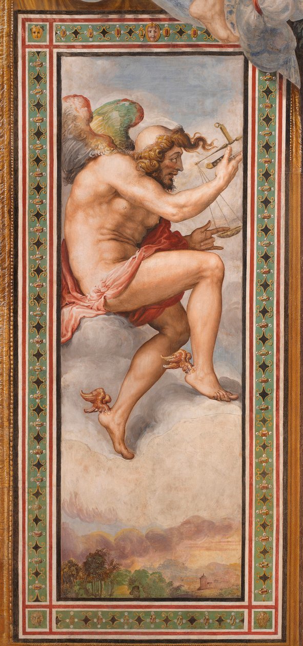 KAIROS (tempo de oportunidade) - Tempo de decisão (Kairos) fresco por Francesco de Rossi (1510-1563) cerca de 1544 Palazzo Vecchio, Florença de Francesco de Rossi Salviati