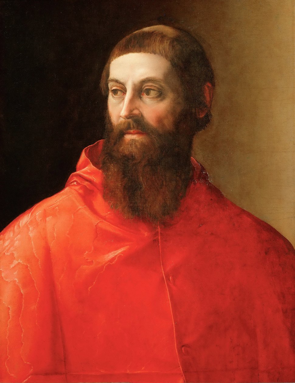Rodolfo Pio de Carpi (Rodolphe de Carpi) (1500-1564) - Retrato do Cardeal Rodolfo Pio , de Rossi, Francesco, de (1510-1563). Óleo sobre tela, ca. 1545. Dimensão : 71,5x57 cm. Museu de História de Arte, Vienne de Francesco de Rossi Salviati