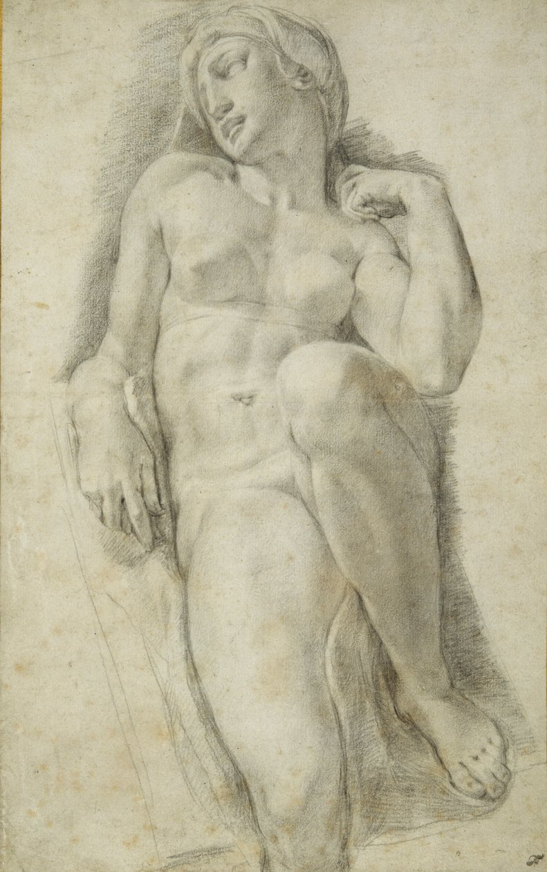 Aurora, depois de Michelangelo Buonarroti (giz preto sobre papel branco) de Francesco de Rossi Salviati Cecchino