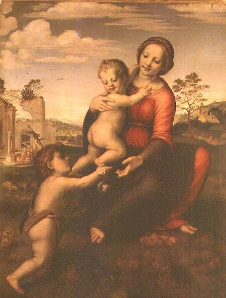 Madonna of the Well or Madonna and Child with the young St. John the Baptist, c.1503-09 (tempera no painel) de Francesco di Cristofano Franciabigio