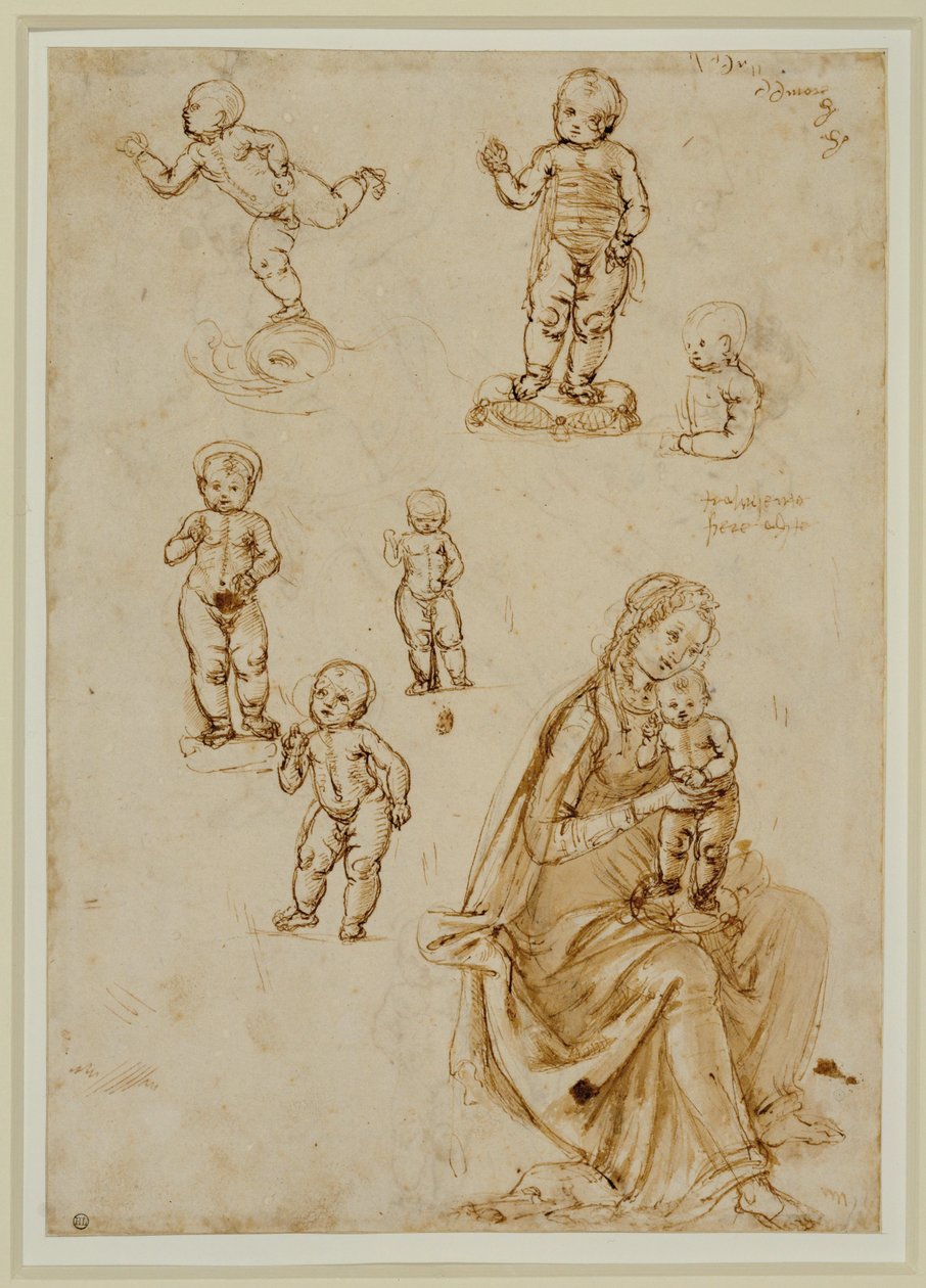 Seis filhos; a Virgem e o menino ... de Francesco di Simone (attr. to)
