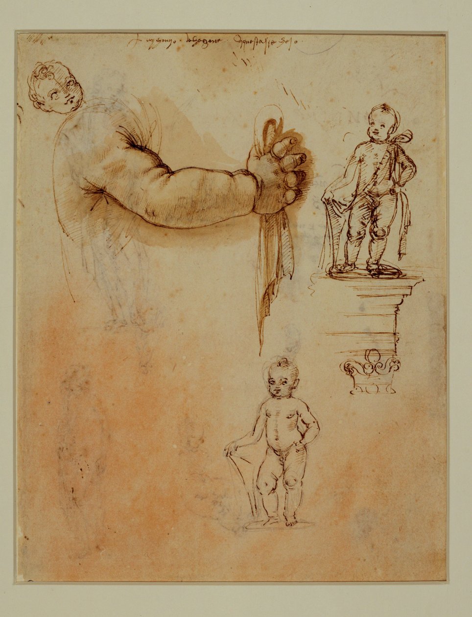 Dois filhos, um dos quais num piedestal ... de Francesco di Simone (attr. to)