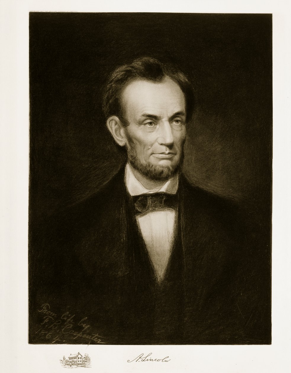 Abraham Lincoln, 16º Presidente dos Estados Unidos da América, 1864, pub. 1901 (fotogravura) de Francis Bicknell Carpenter