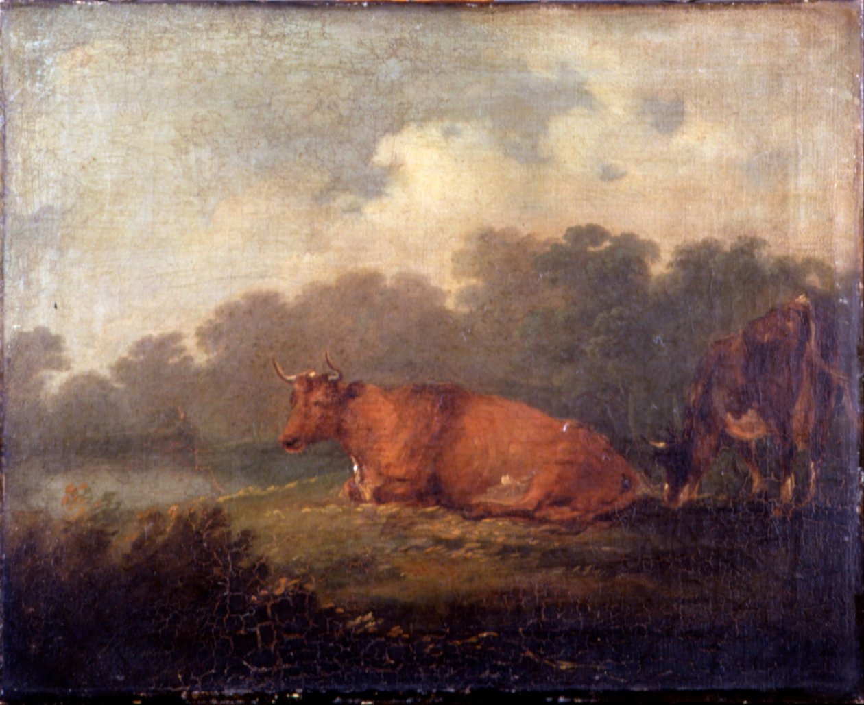 Paisagem, com, boiada uma vaca, descansar de Francis Bourgeois