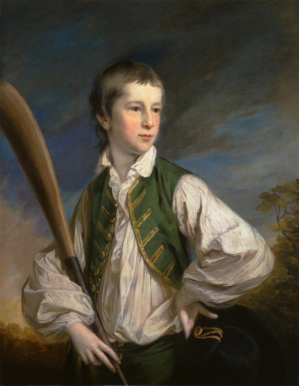 Charles Collyer como um menino, com um bastão de grilo de Francis Cotes