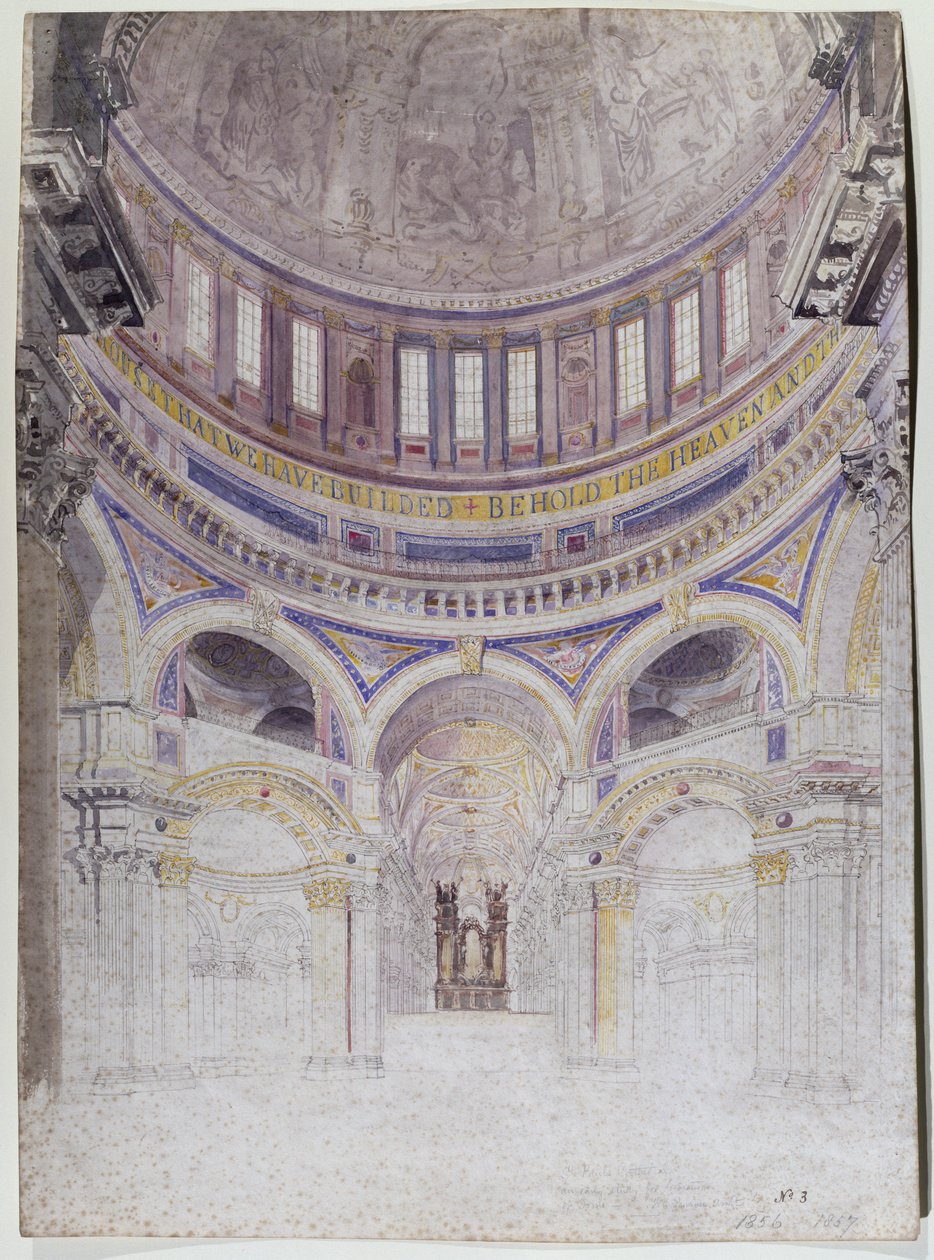 Estudo inicial para a proposta de decoração da Catedral de São Paulo, 1856-57 (wc no papel) de Francis Cranmer Penrose