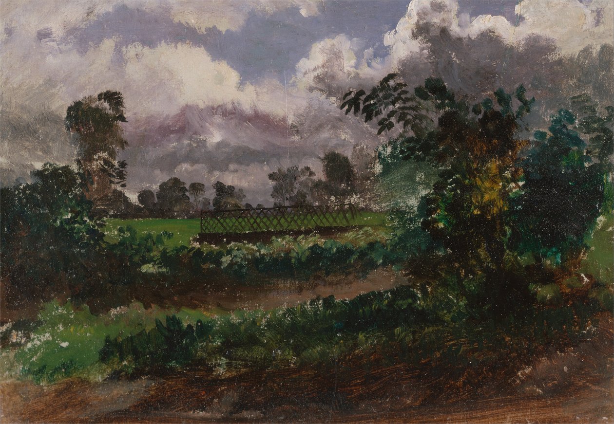 Uma vista através do jardim dos artistas de sua casa em Exmouth, Devonshire de Francis Danby