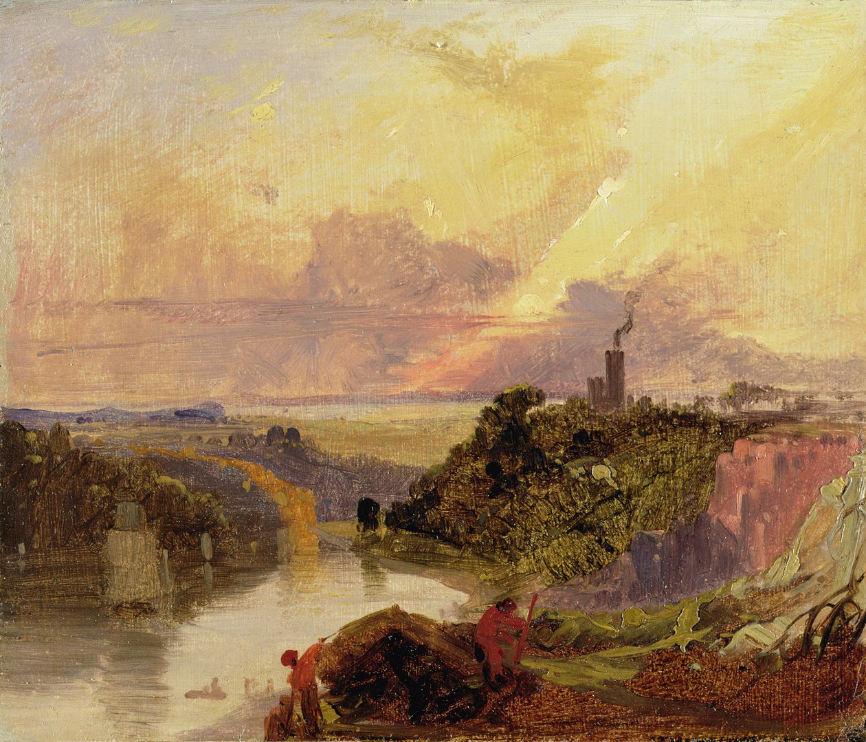 O Avon Gorge ao pôr do sol (óleo sobre papel) de Francis Danby