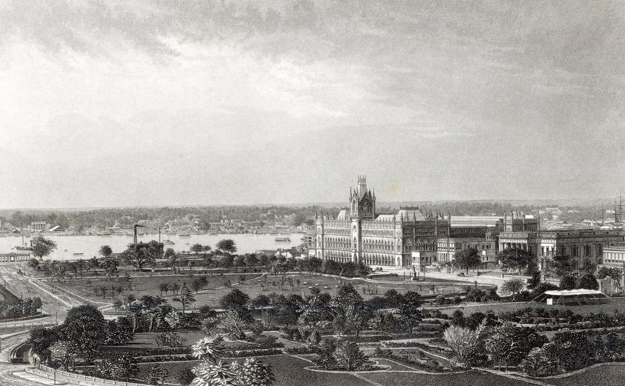 Calcutá, gravada por R.Dawson após uma fotografia de Francis Frith (1822-98), c.1860 de Francis Frith