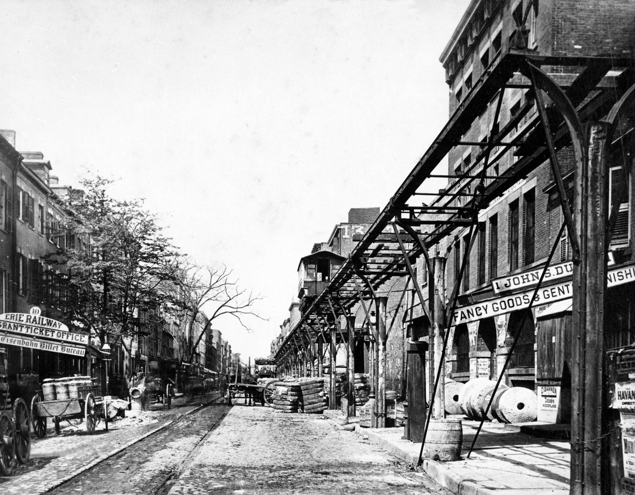 Estrada de ferro elevada, New York, c.1860-70s de Francis Frith