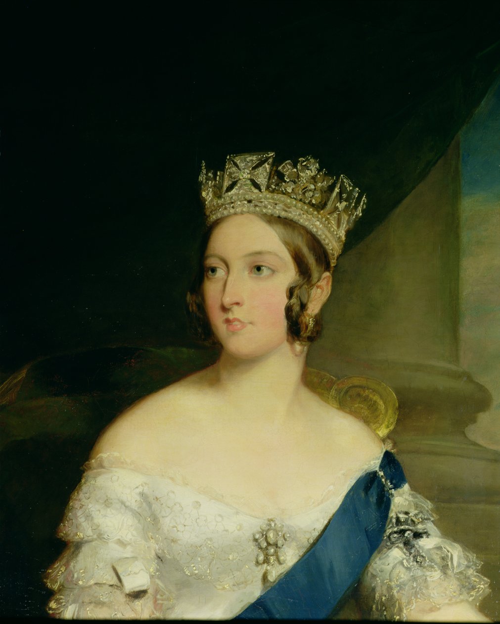 Retrato da Rainha Vitória, 1843 (detalhe de 27150) de Francis Grant