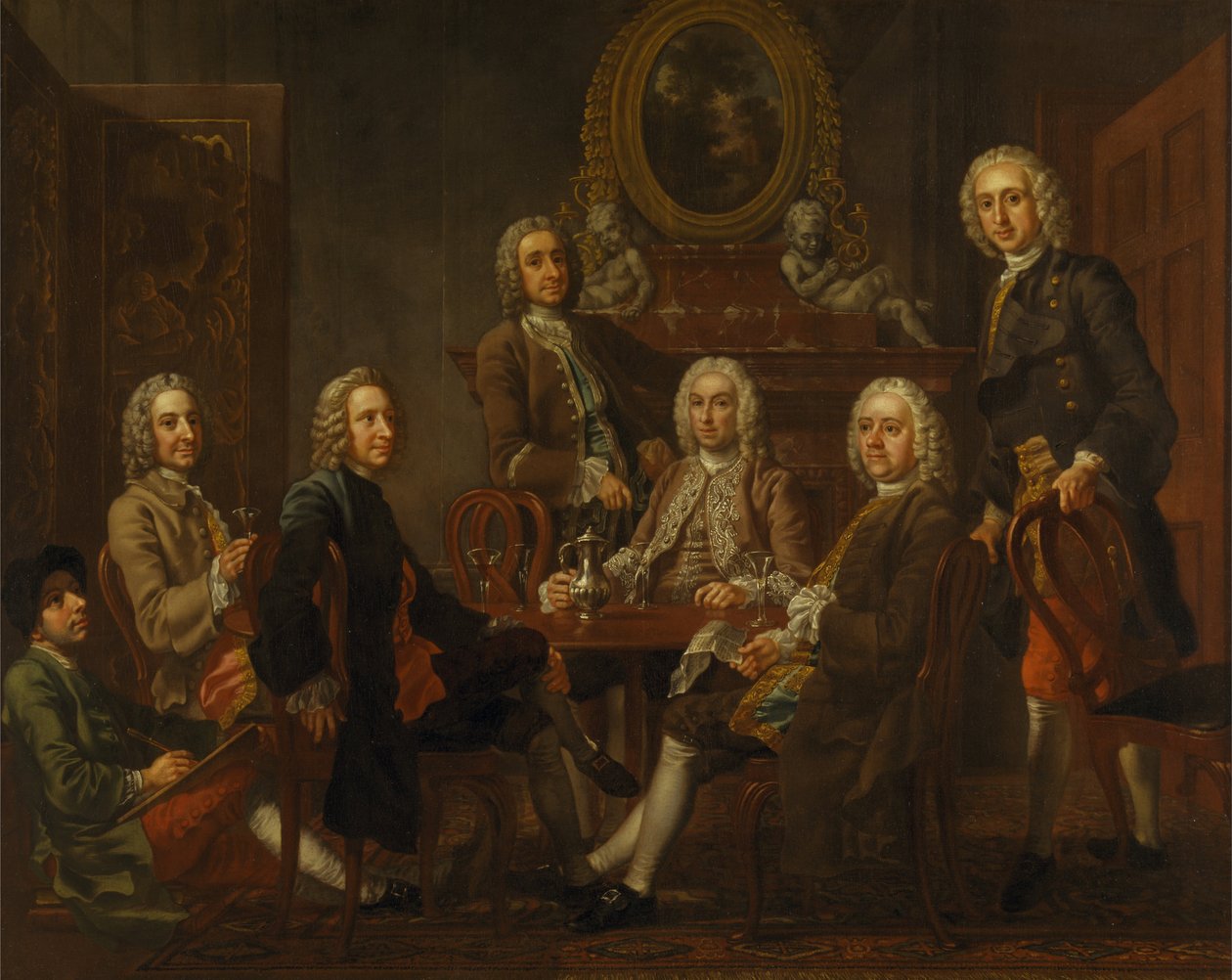 Retrato de um grupo de cavalheiros, com o artista de Francis Hayman