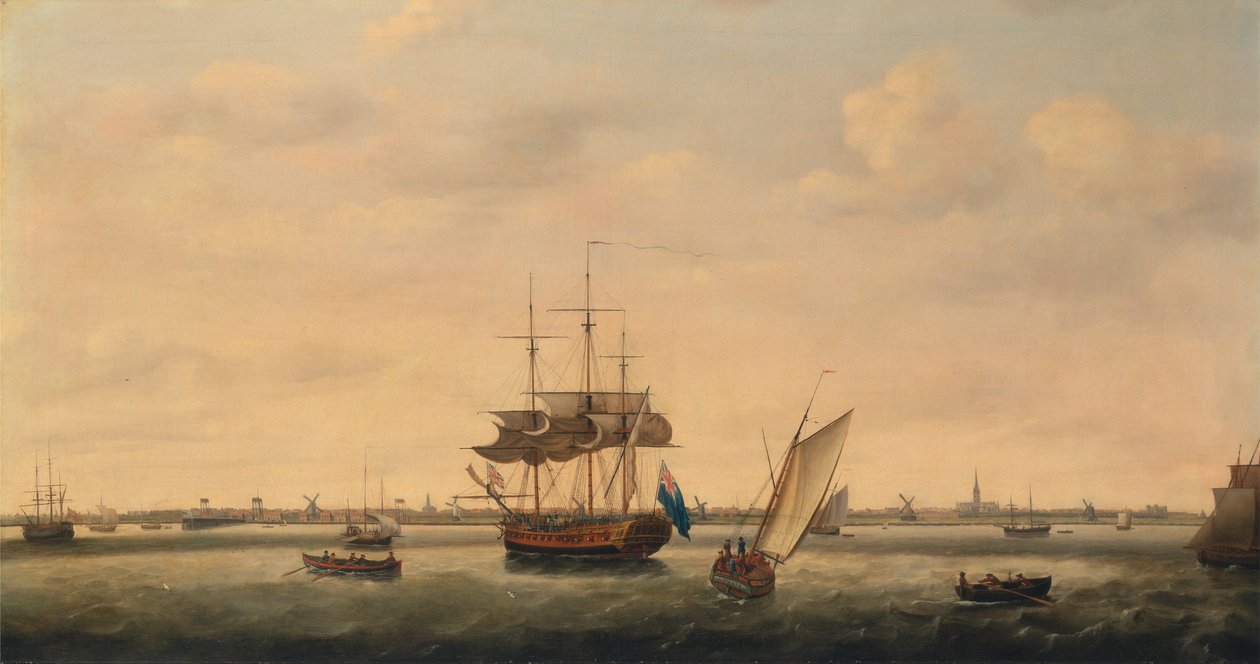 A fragata surpresa em Anchor off Great Yarmouth, Norfolk de Francis Holman