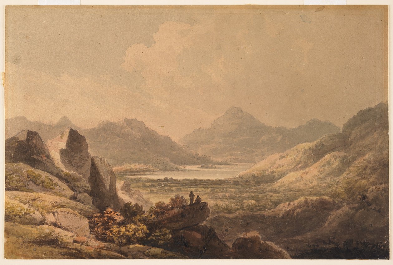 Paisagem do Lago (Killarney), início do século XIX (wc e grafite sobre papel) de Francis Nicholson