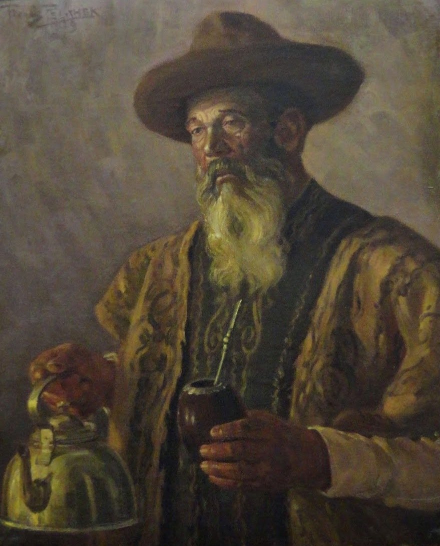 Homem velho, bebendo, chimarrao de Francis Pelichek