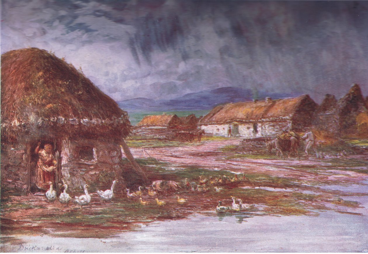 Uma aldeia em Achill, de Peeps em Many Lands: Ireland, publicada por Adams & Charles, 1909 de Francis S. Walker
