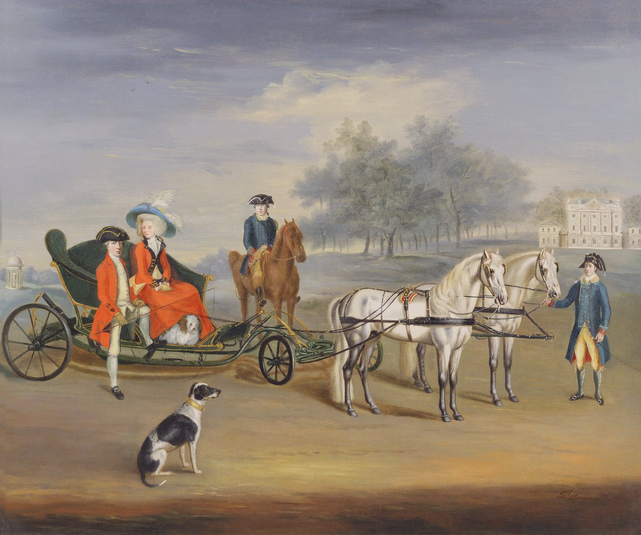 Edward Stratford, 2º Conde de Aldborough, e sua esposa, Anne Elizabeth, nos terrenos do Stratford Lodge, Baltinglass, Condado de Wicklow, Irlanda, c.1787 de J. Francis Sartorius