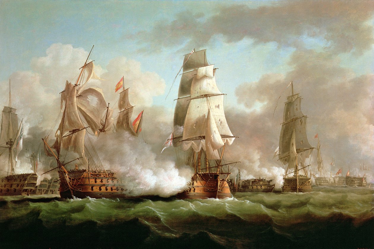 &39;Neptune&39; engajado, Trafalgar, 1805 de J. Francis Sartorius