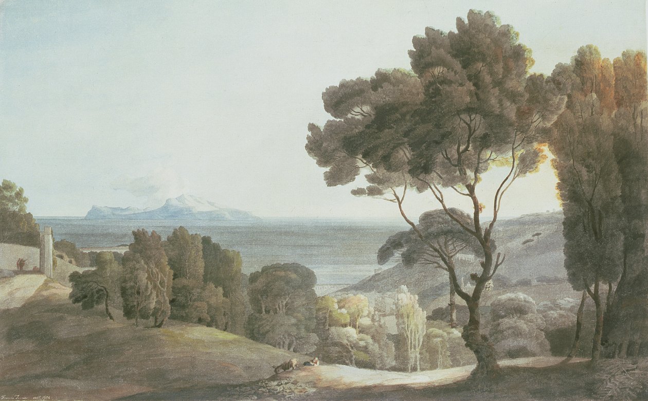 Paisagem Italiana, Vista de Capri, 1784 de Francis Towne