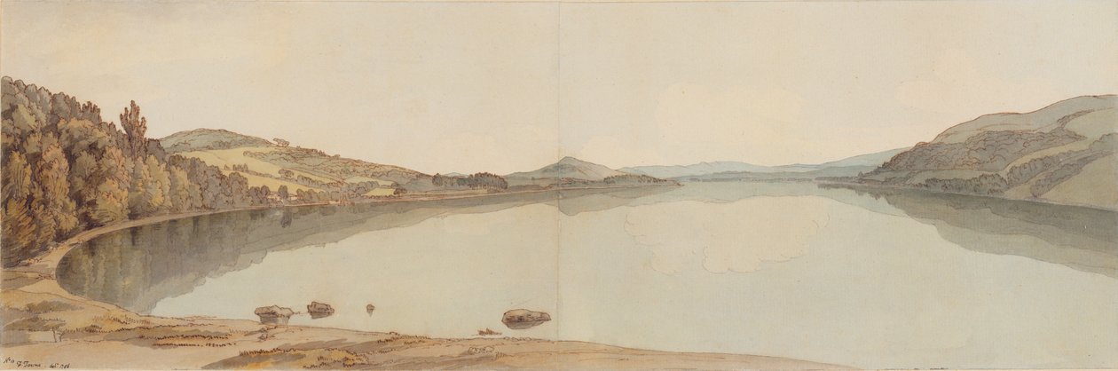 Lake Windermere, 1786 (wc com caneta e tinta no papel) de Francis Towne