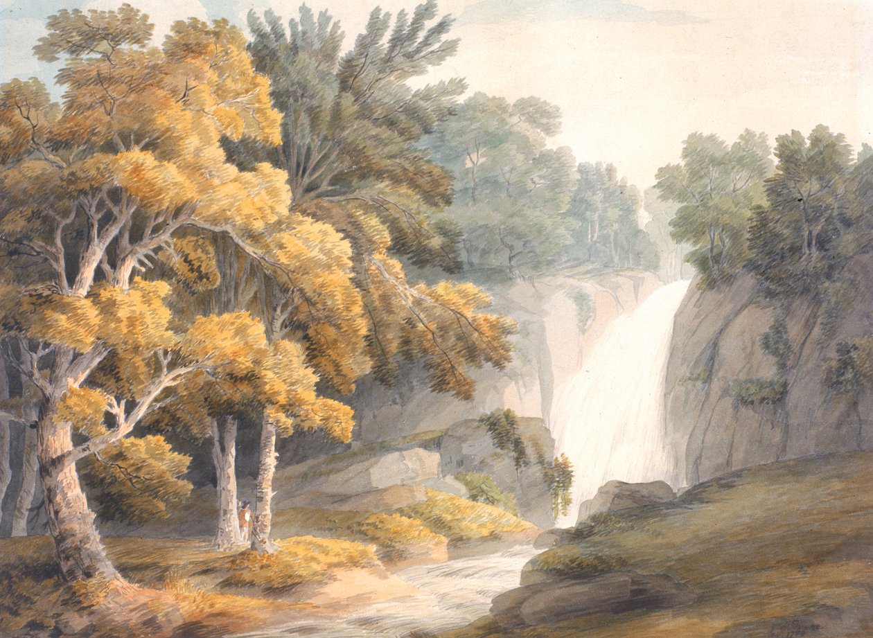 Paisagem com cascata de Francis Towne
