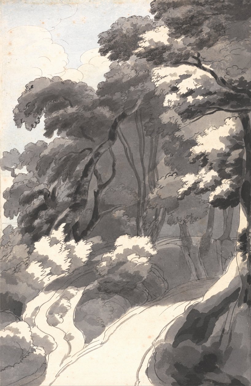 O bosque de castanha, perto de Rocca del Papa, perto do lago Albano de Francis Towne