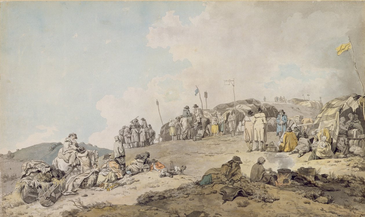 Donnybrook Fair, 1782 (caneta, tinta e wc no papel) de Francis Wheatley