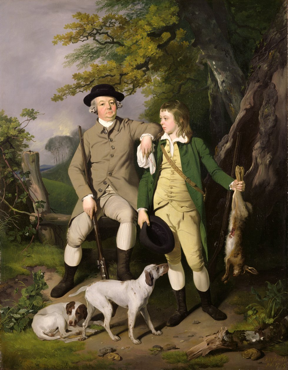 Retrato de um esportista com seu filho, 1779 de Francis Wheatley
