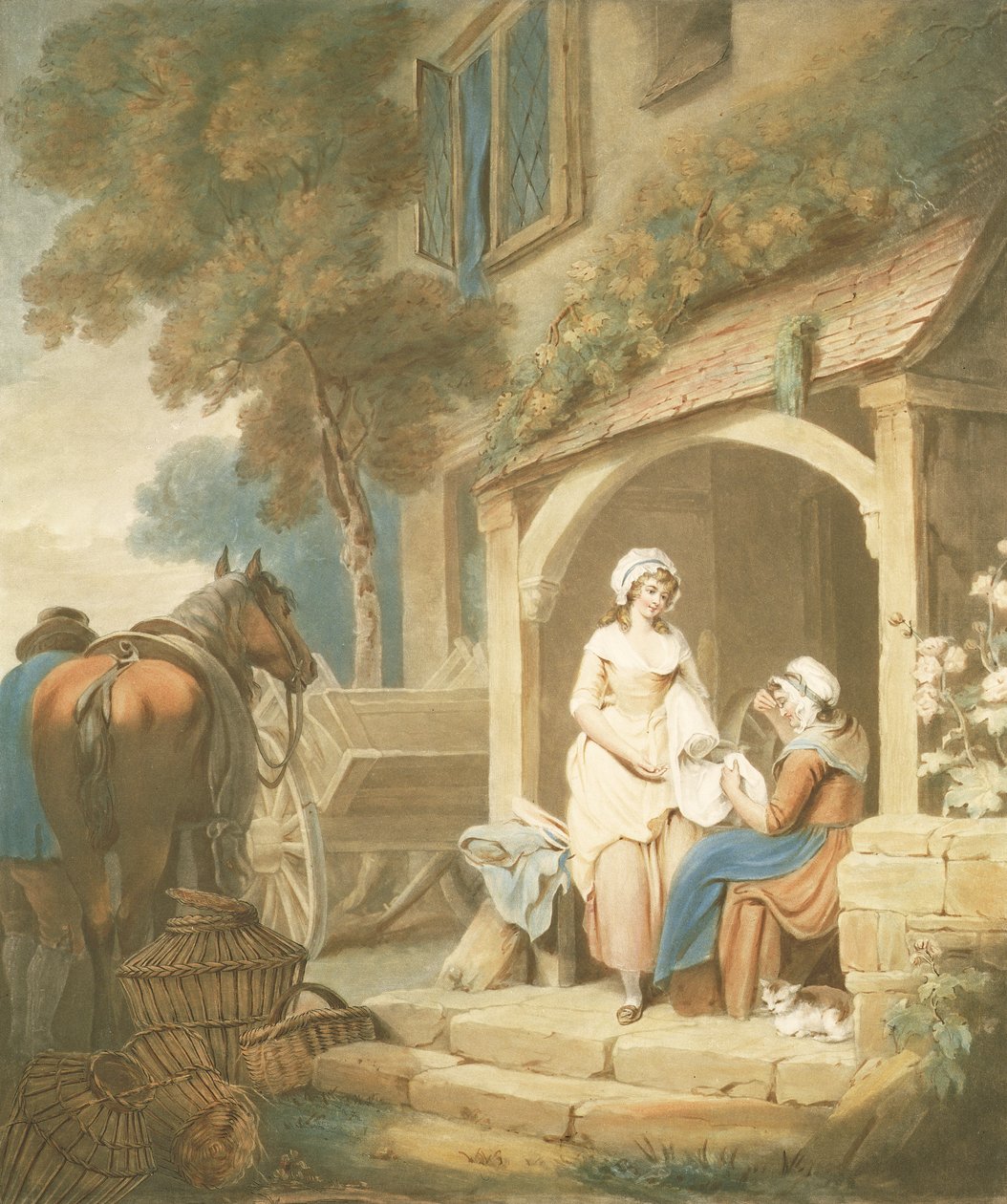 Devolvido do mercado, gravado por W. Annis, pub. por Morgan und Pearce, 1803 (gravura em mezzotint) de Francis Wheatley