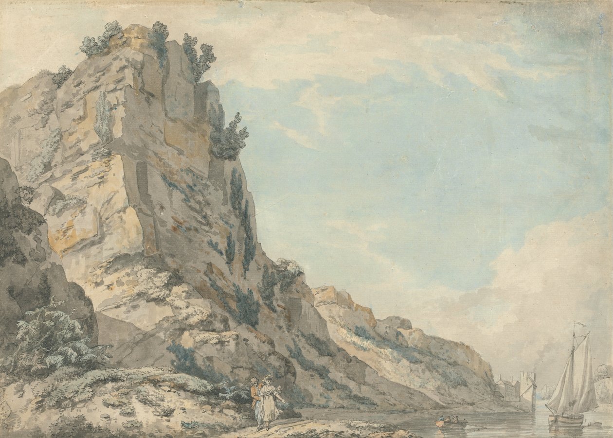 St. Vincent Rock, Clifton, Bristol com Hotwells Spring House à distância de Francis Wheatley
